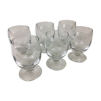 Set of 6 old water glasses