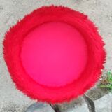 Pouf tissu moumoute rouge