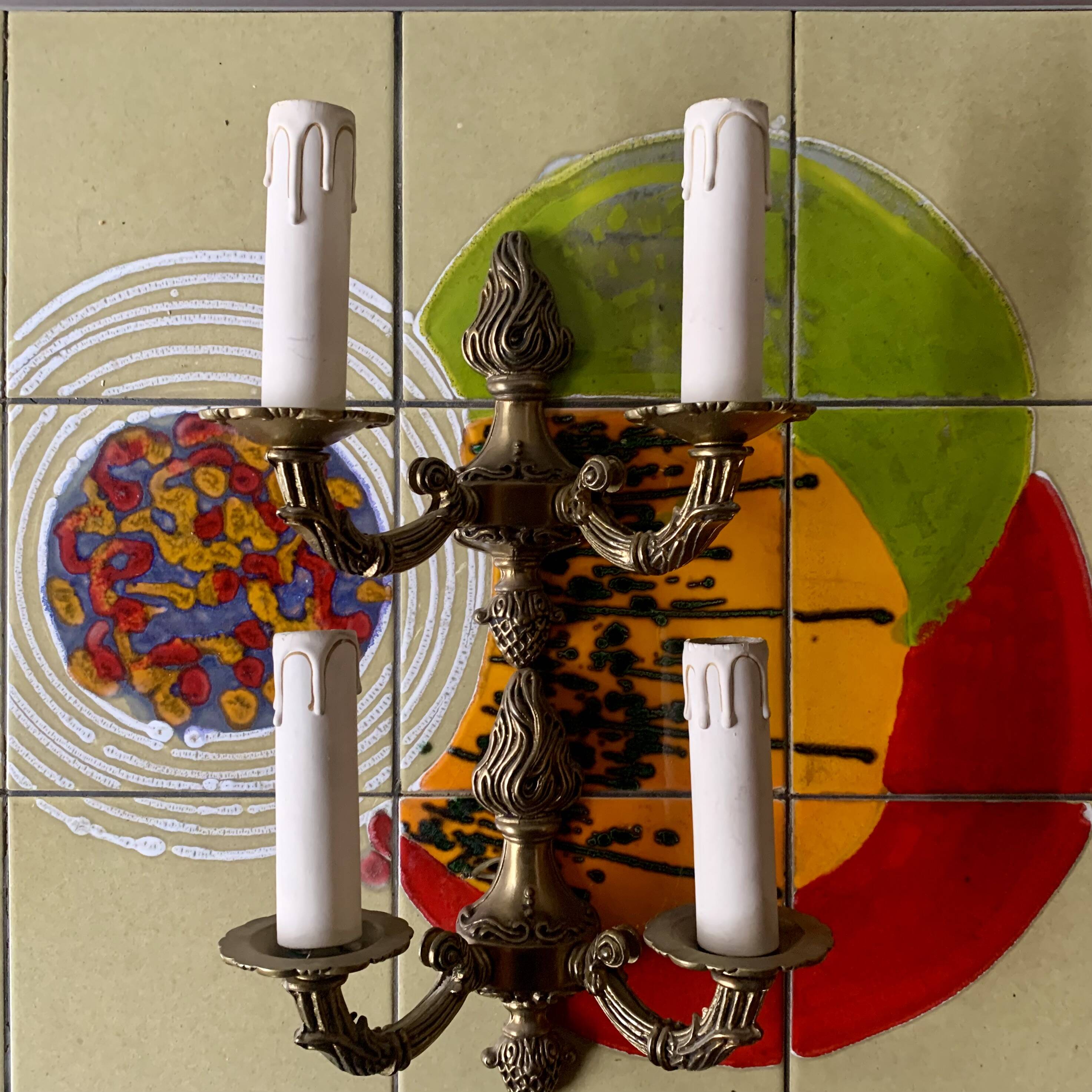 Pair of vintage brass wall sconces