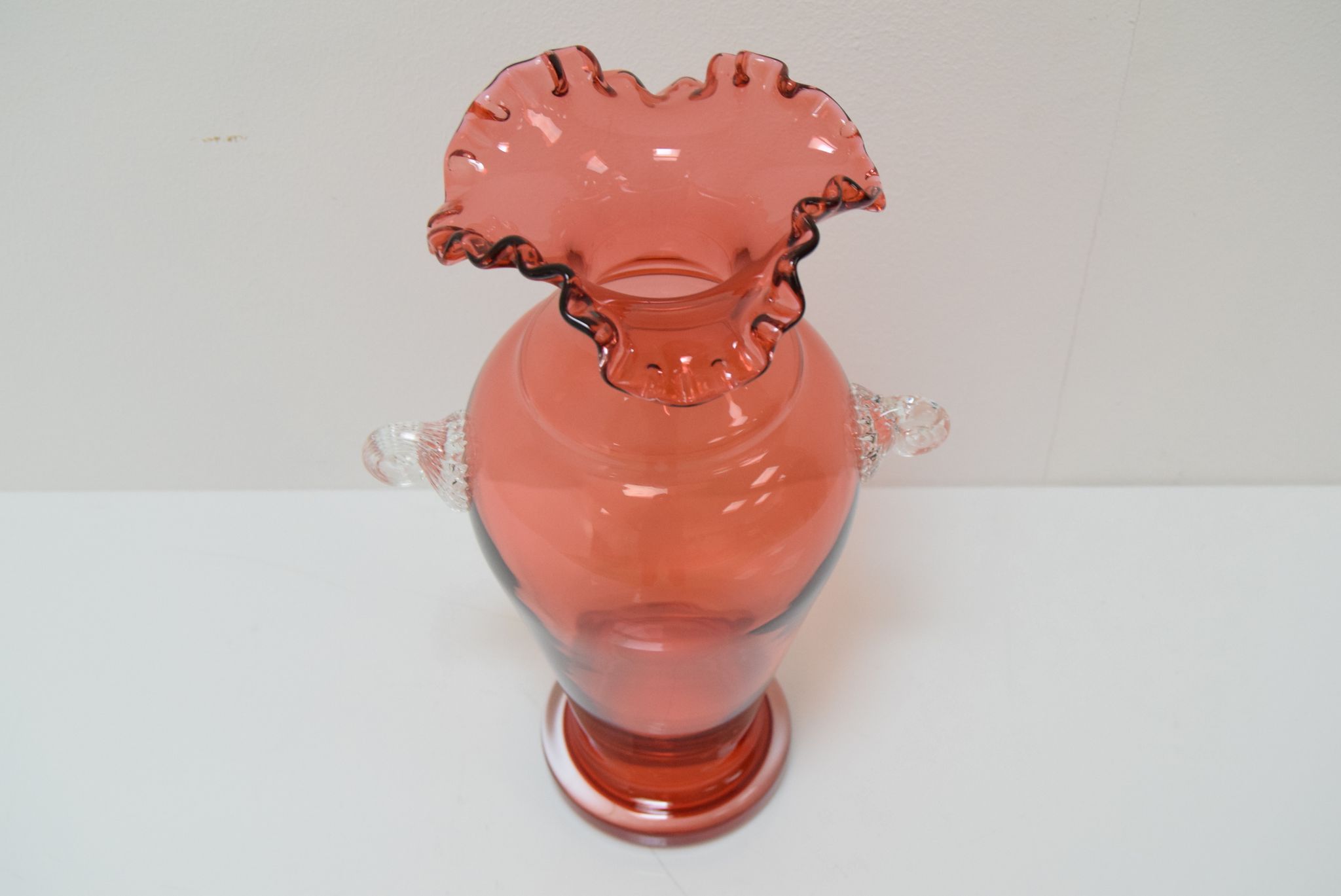 Art Czech glass vase, by Glasswork Novy Bor, 1950s