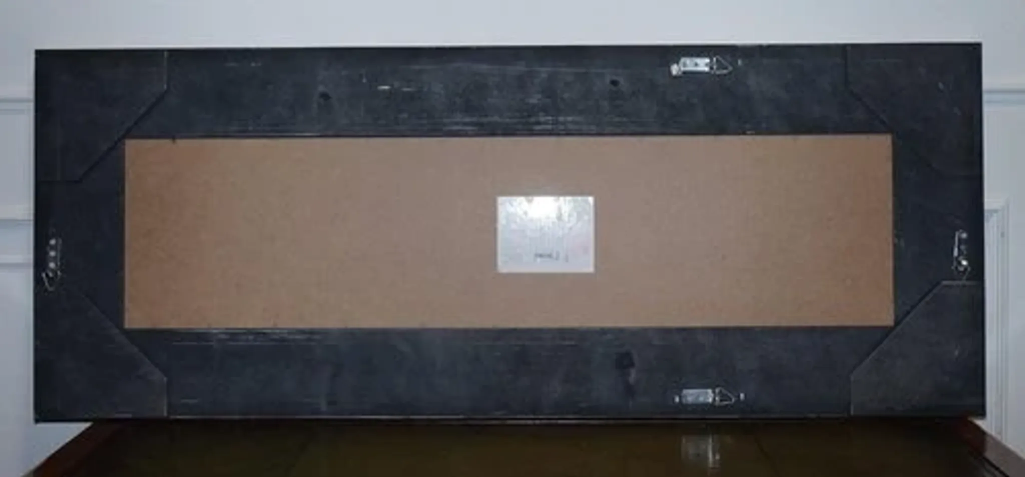 Large Bevelled Rectangular Mirror with Cushioned Silver Frame