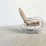 Chrome rocking chair with the original fabric
