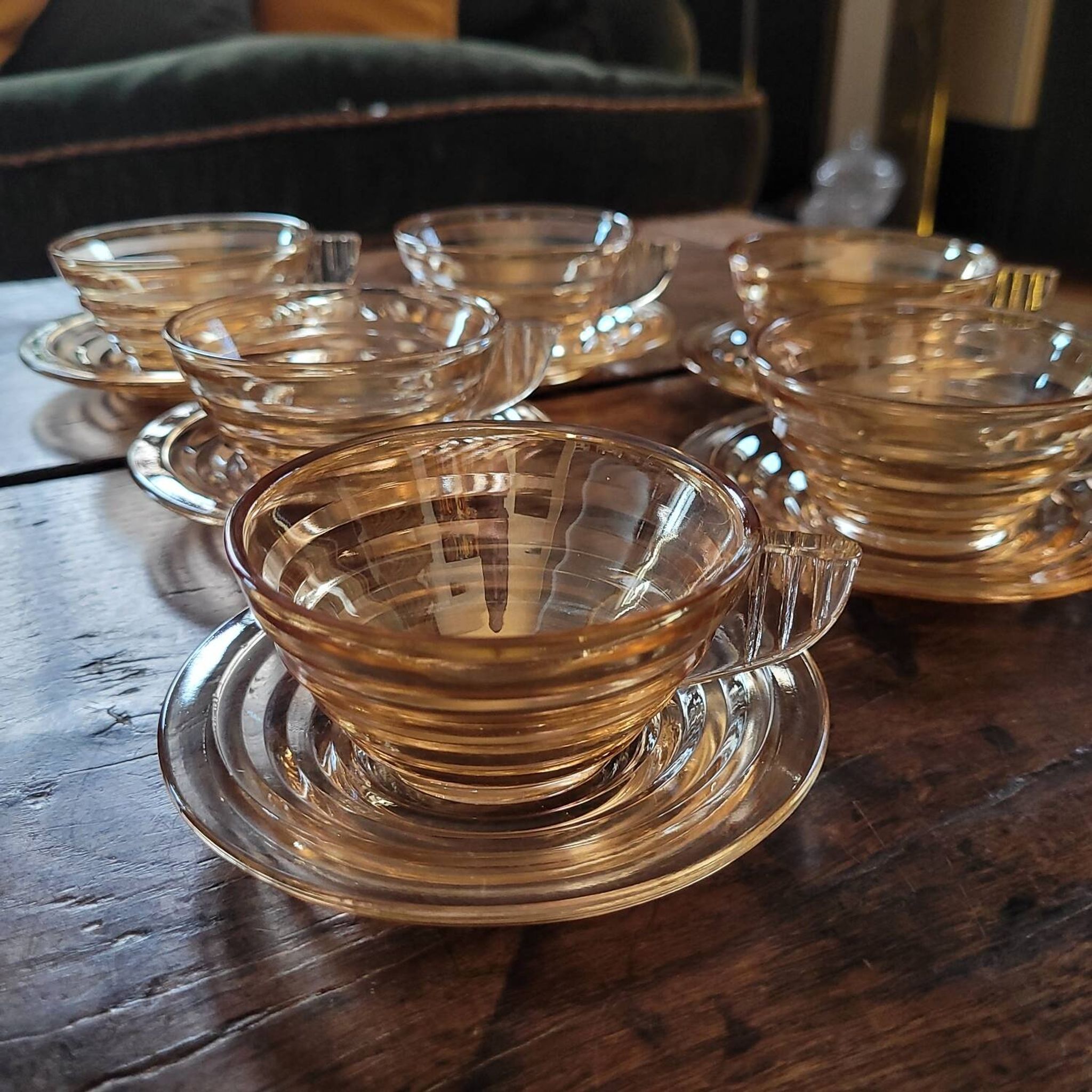Vintage Gondolo coffee set - 6 cups and saucers, 70s style -
