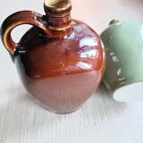 2 small glazed stoneware bottles