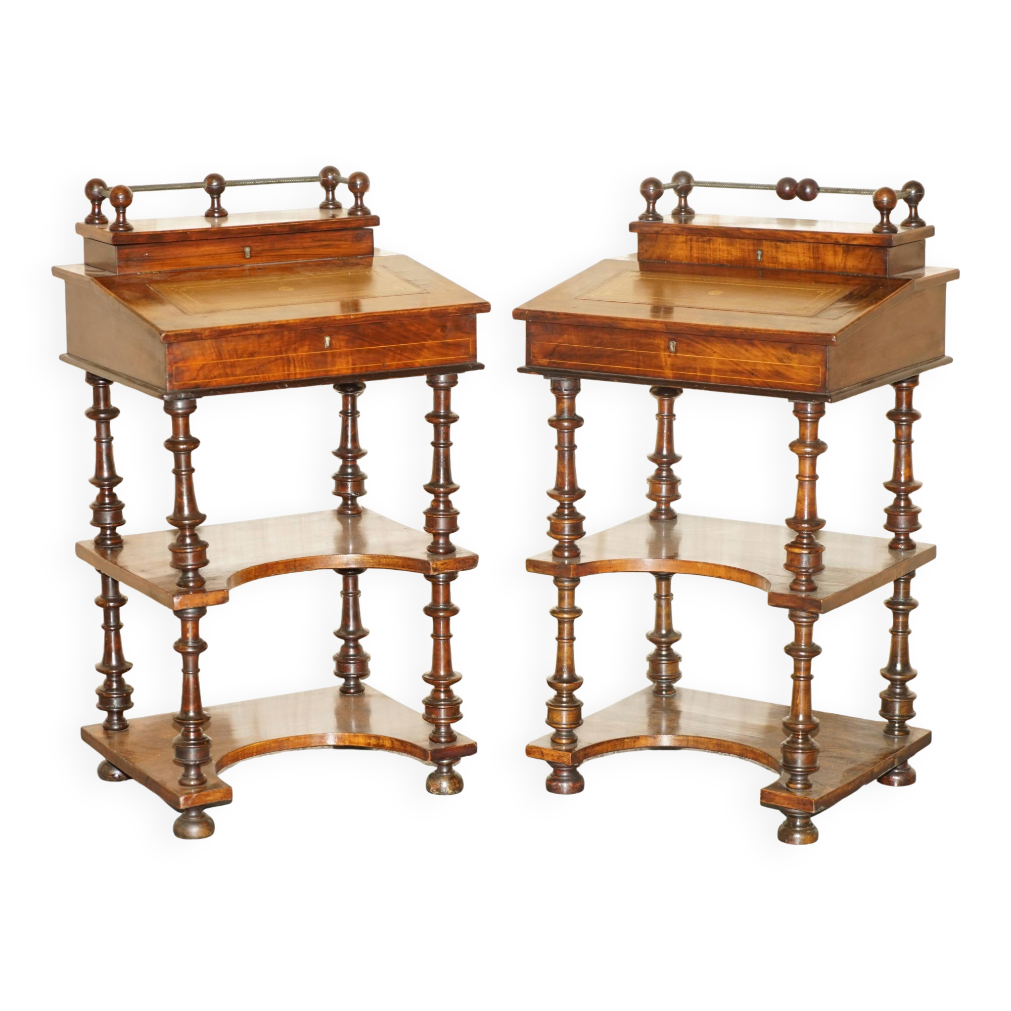 Pair of fully restored antique Davenport desks.