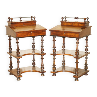 Pair of fully restored antique Davenport desks.