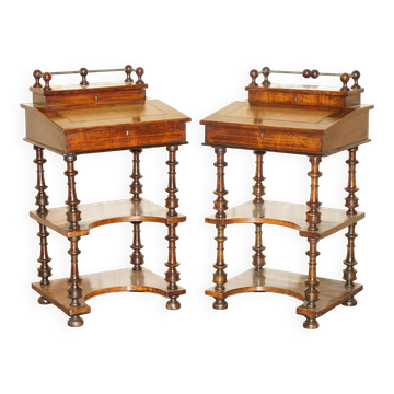 Pair of fully restored antique Davenport desks.