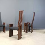 Chaises de salle à manger post-modernes à dossier haut, lot de 4, années 1970