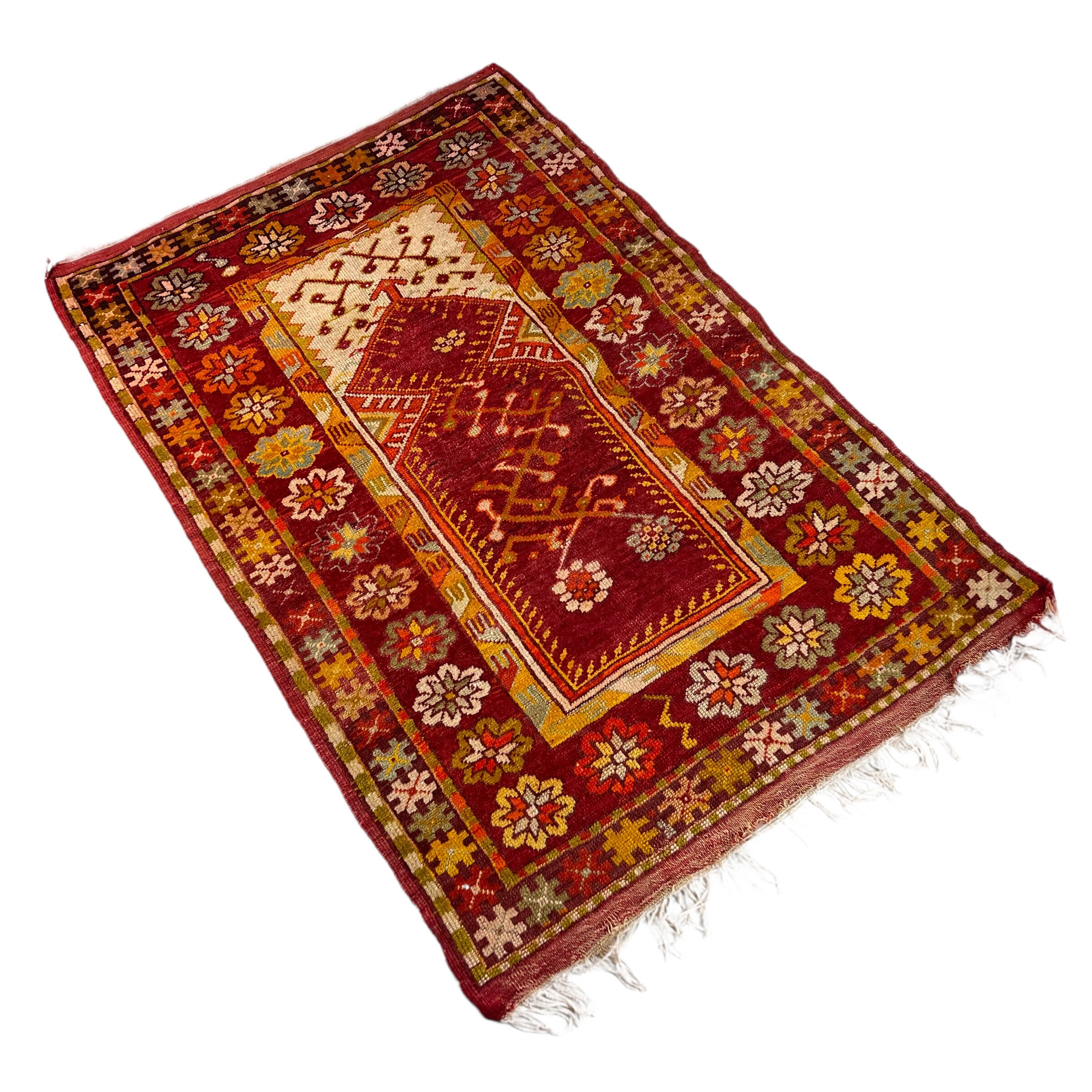 Antique turkish handmade rug, wool rug, anatolian  rug, 144 x 95 cm