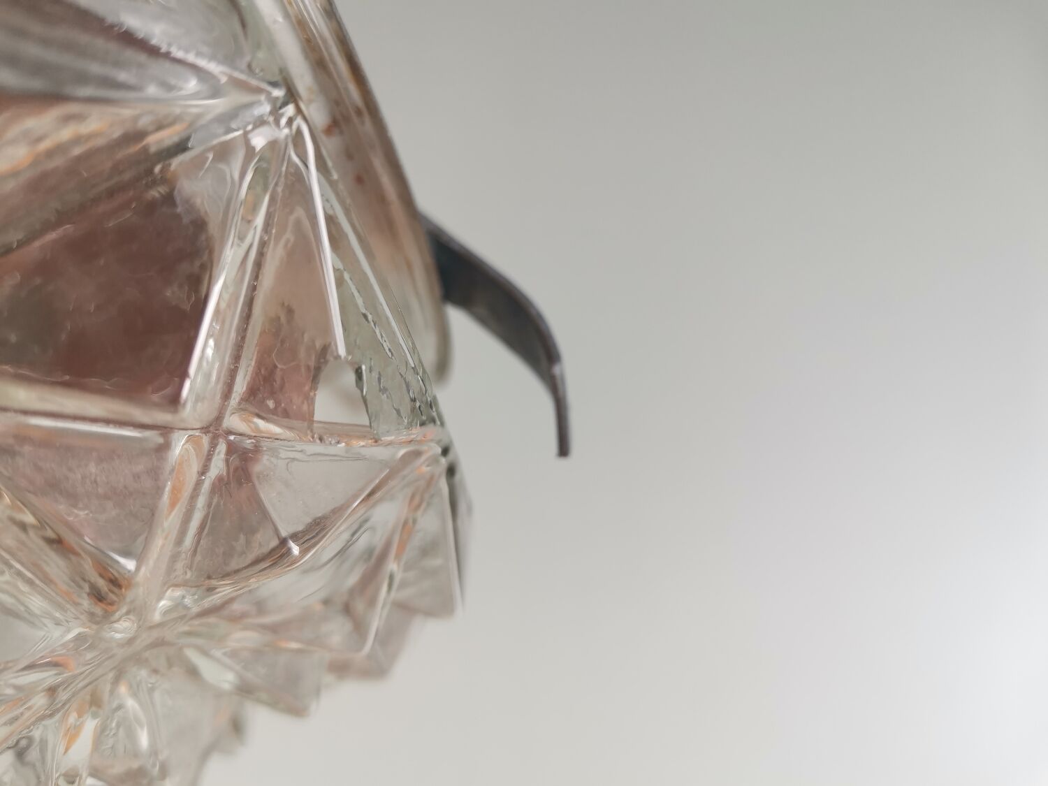 Ceiling lamp vintage molded glass faceted