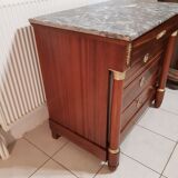 Commode empire à colonnes détachées en acajou fin xixè