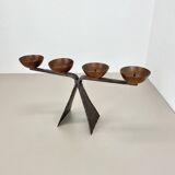 44cm Modernist Auböck Style Brutalist copper metal Candleholder, Austria 19