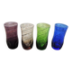 4 old colored glass liqueur glasses