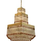 Italian Liberty Style Murano Glass Rod Chandelier, 1960s