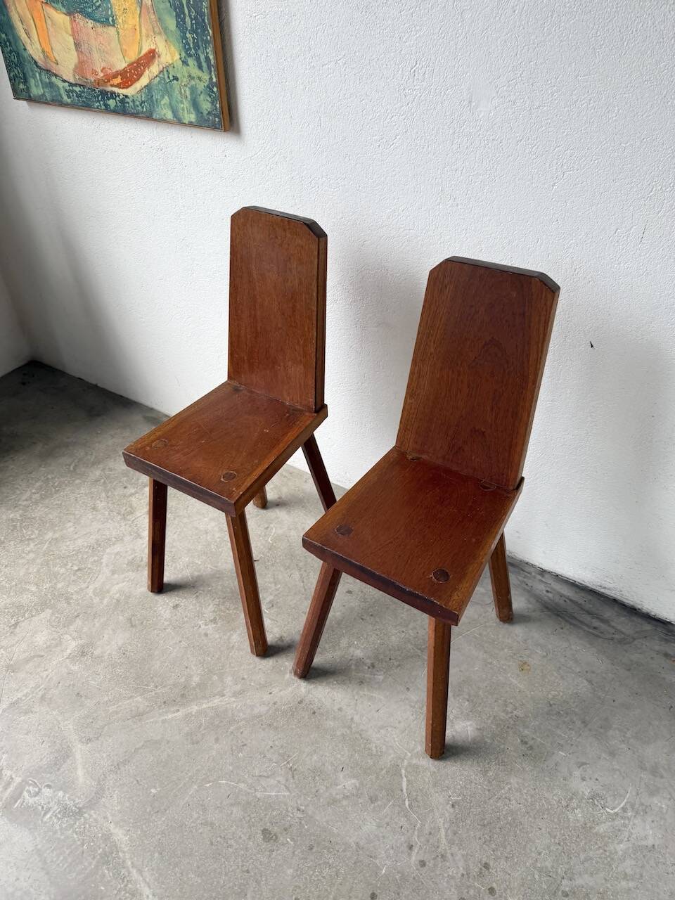 Paire de chaises brutaliste en chêne 1950