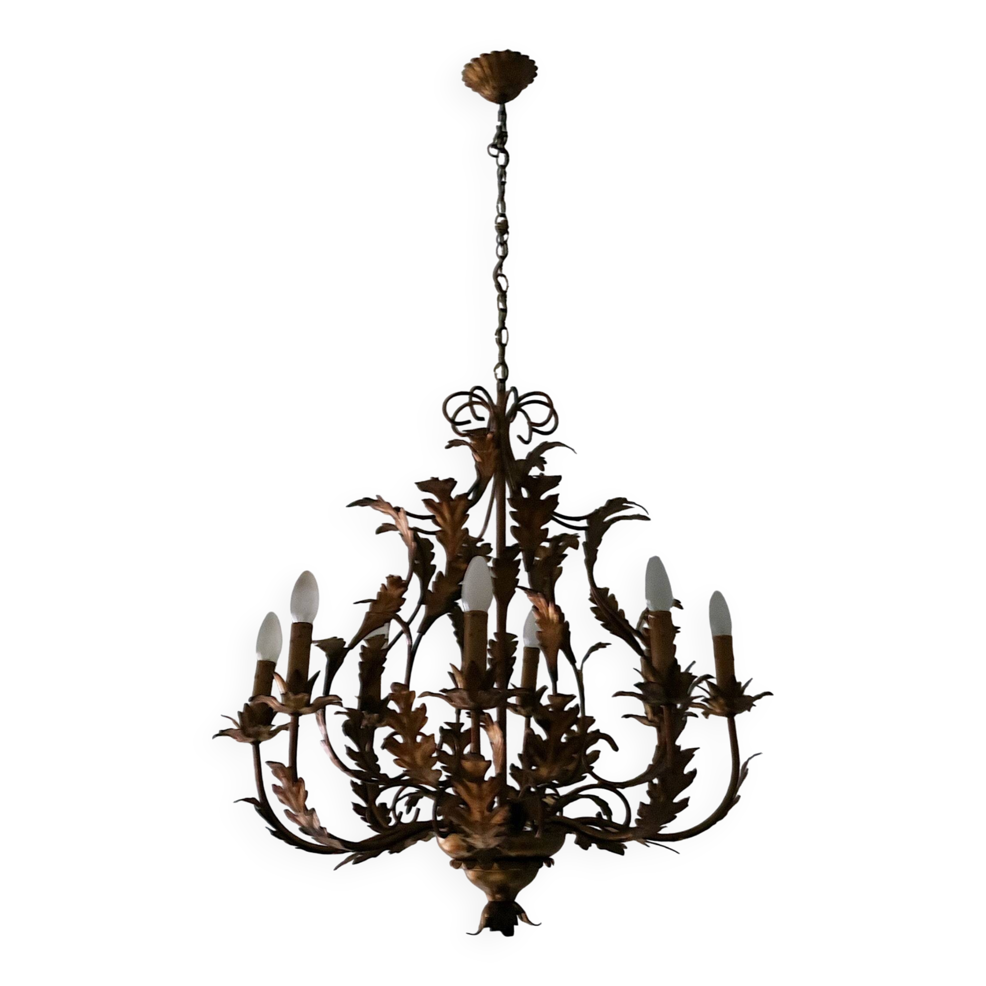 Large mid century gold plated chandelier by Hans Kögl, 1960s