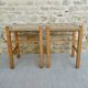 Pair of light wood stools and braided rope, 60s