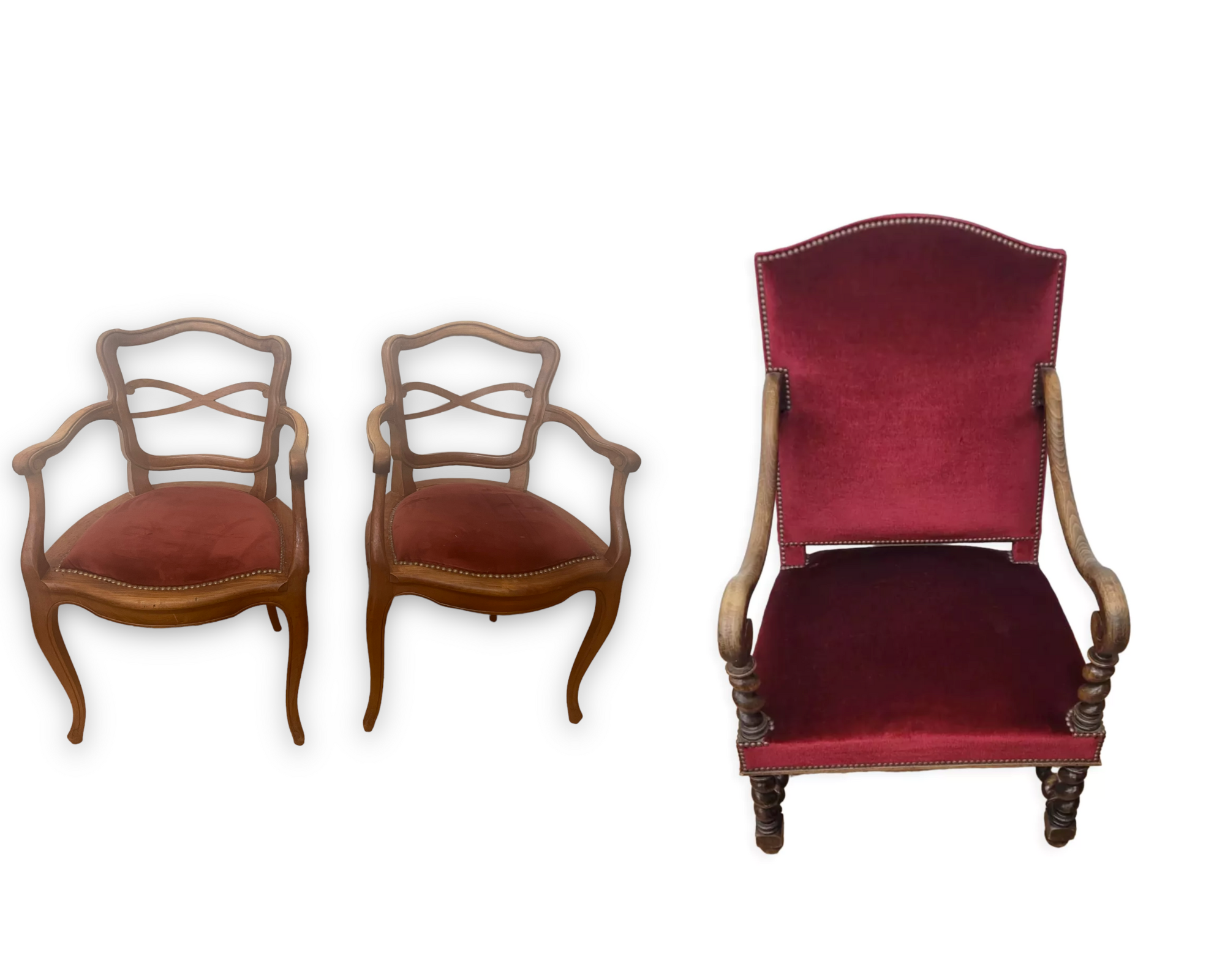 Paire de fauteuils style Louis XV et trône