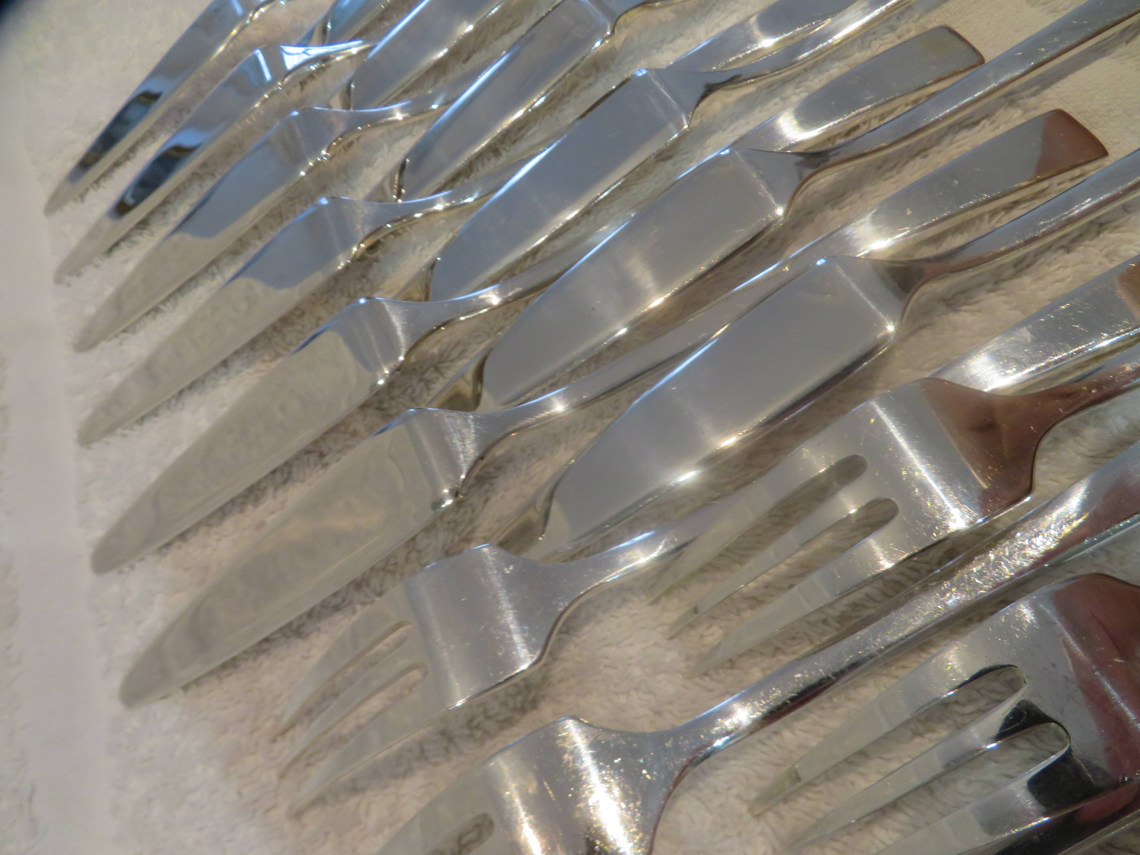 6 fish cutlery sets 12p silver plated metal goldsmith Christofle Concorde