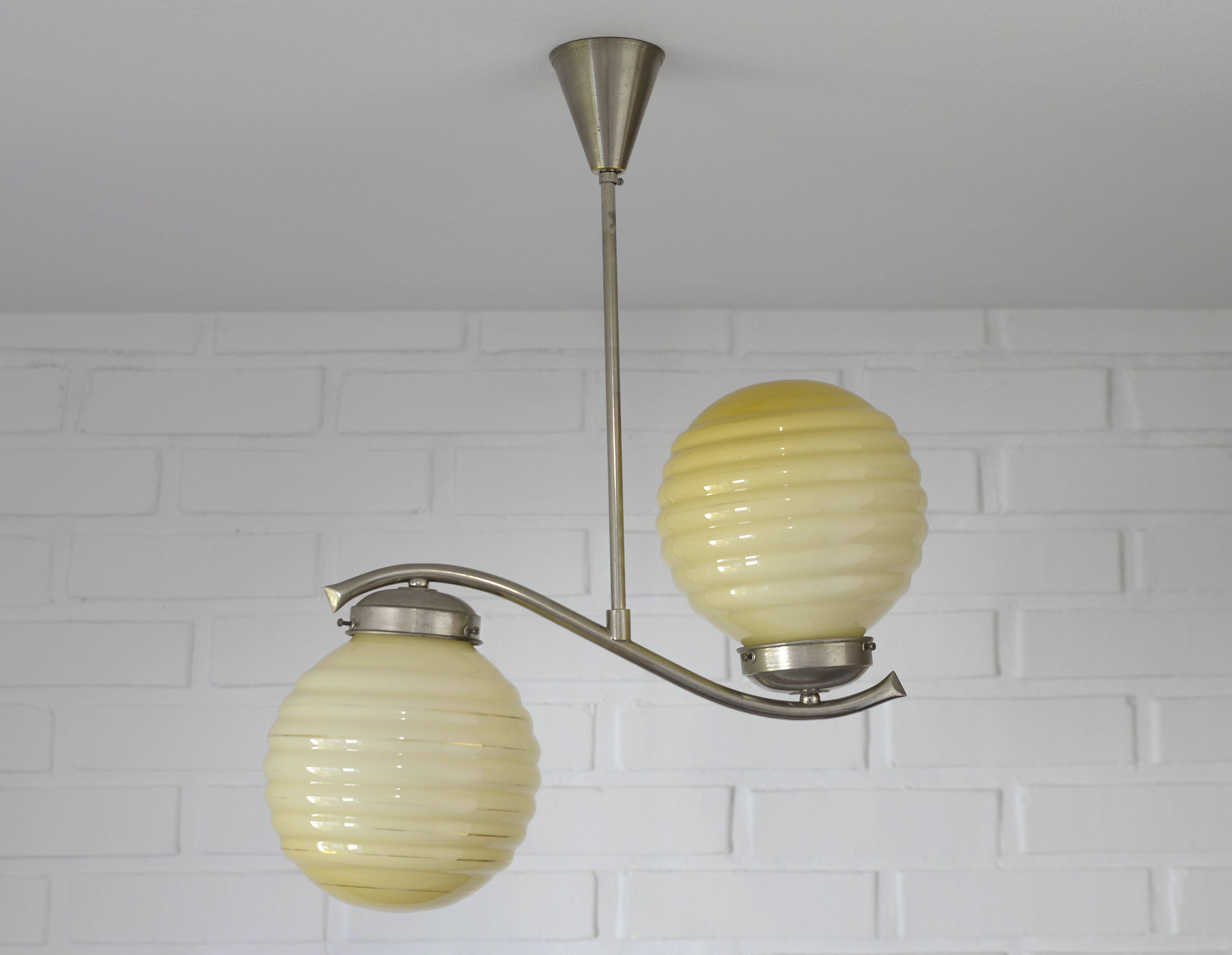 Original Art Deco Antique Chandelier Hanging Lamp Bauhaus Era