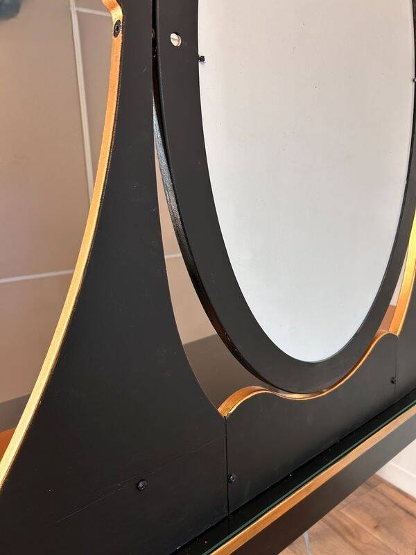 Coiffeuse avec miroir – Noir mat & or – LED – Très bon état
