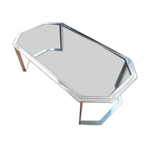 Table basse octogonale chromée