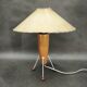 1960s Space Age Tripod Wood Table Lamp with Original Shade, Czechoslovakia