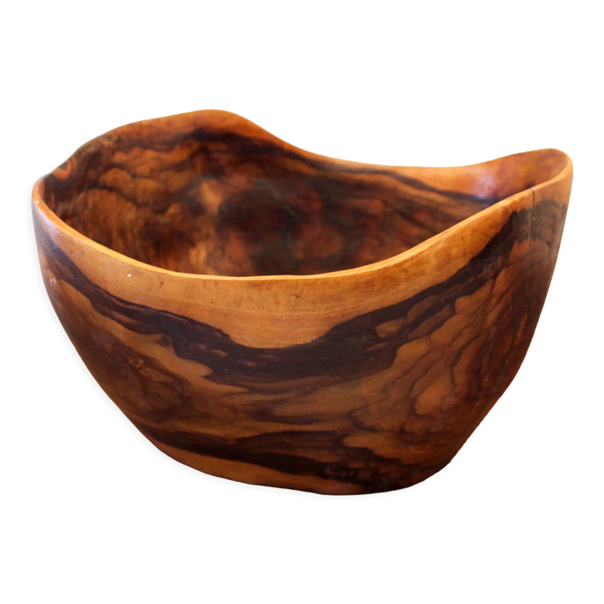 Vintage olive wood salad bowl Saint Paul