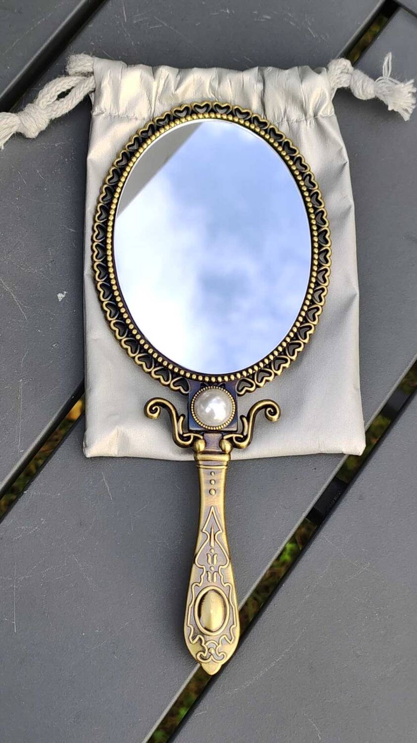 Vanity mirror/face hand or table, oval. baroque/shabby chic style