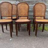 Six caned mahogany chairs, Art Deco, 20th century.