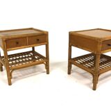 Set of two rattan bedside tables, Kenneth Bergenblad, Dux, Sweden, 1960