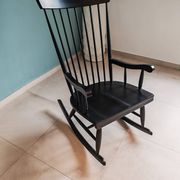 Rocking Chair Black Wood Vintage 1960 — Scandinavian Style