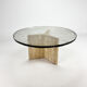 Mid Century Handmade Glass Coffee Table with Travertine Base, 1960s