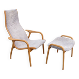 "Lamino" armchair with stool by Yngve Eckström for Swedese