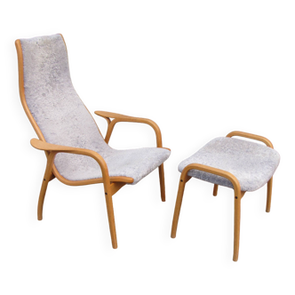 "Lamino" armchair with stool by Yngve Eckström for Swedese