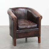 Cowhide Leather Club Armchair in English Style