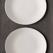 Set of 4 oval enameled ceramic plates - Handcrafted