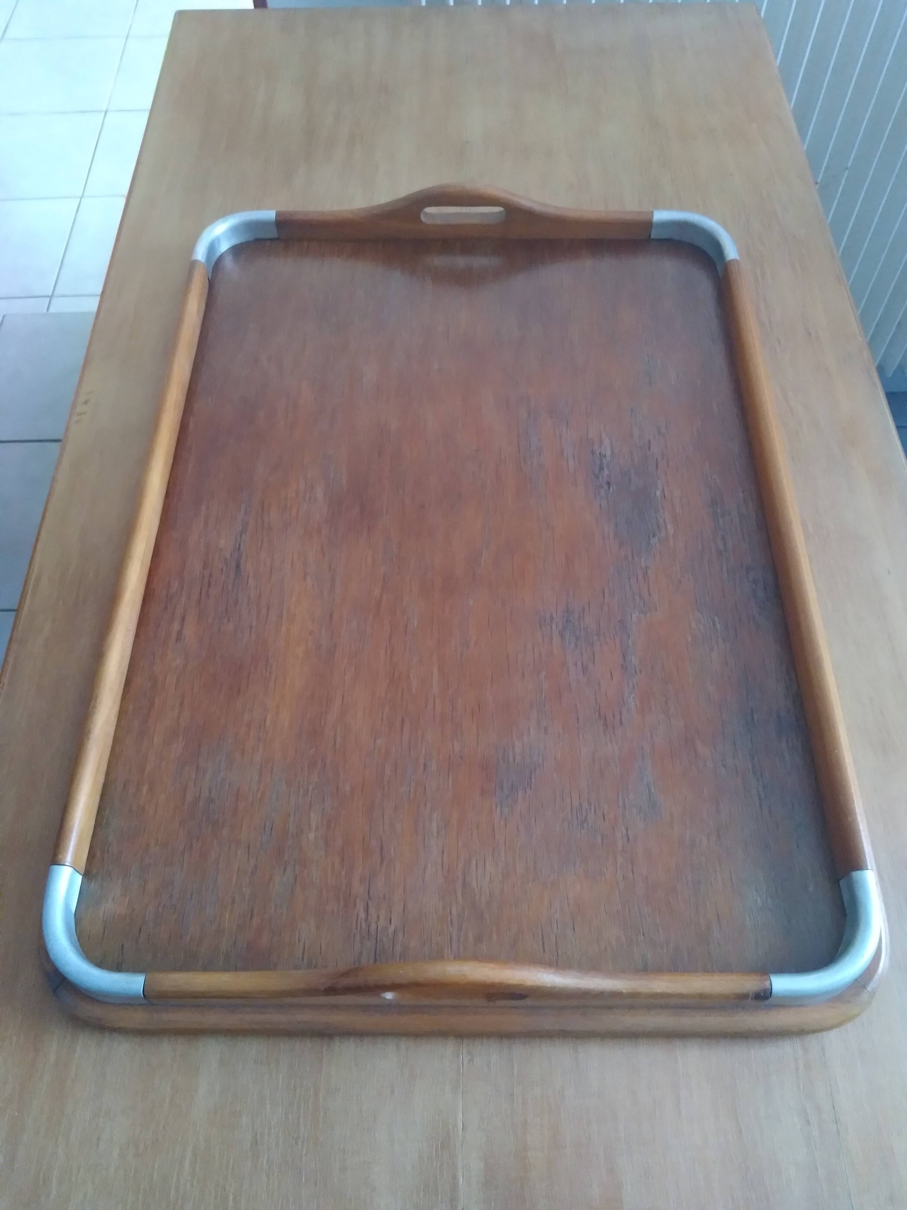 Wood and metal tray 50s