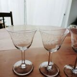 Set of 6 engraved glass stemware glasses