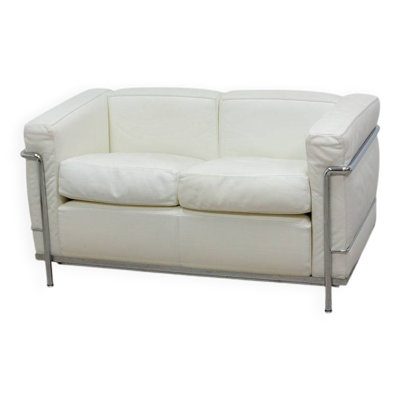 Canapé 2 places LC2 de marque Cassina en cuir Blanc