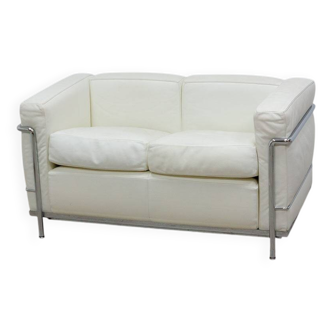 Cassina LC2 2-seater sofa in white leather