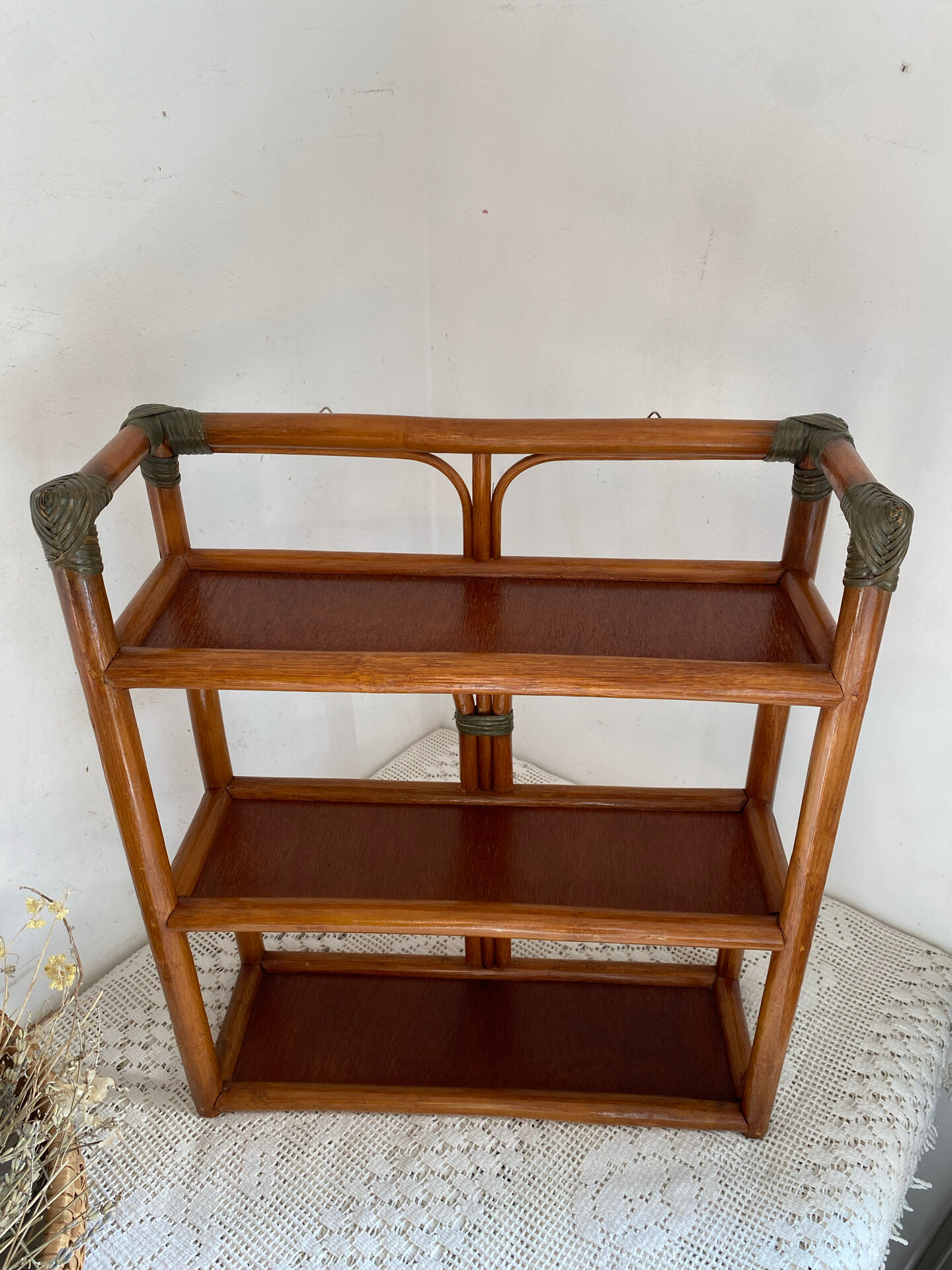Bamboo and rattan shelf, 1970s