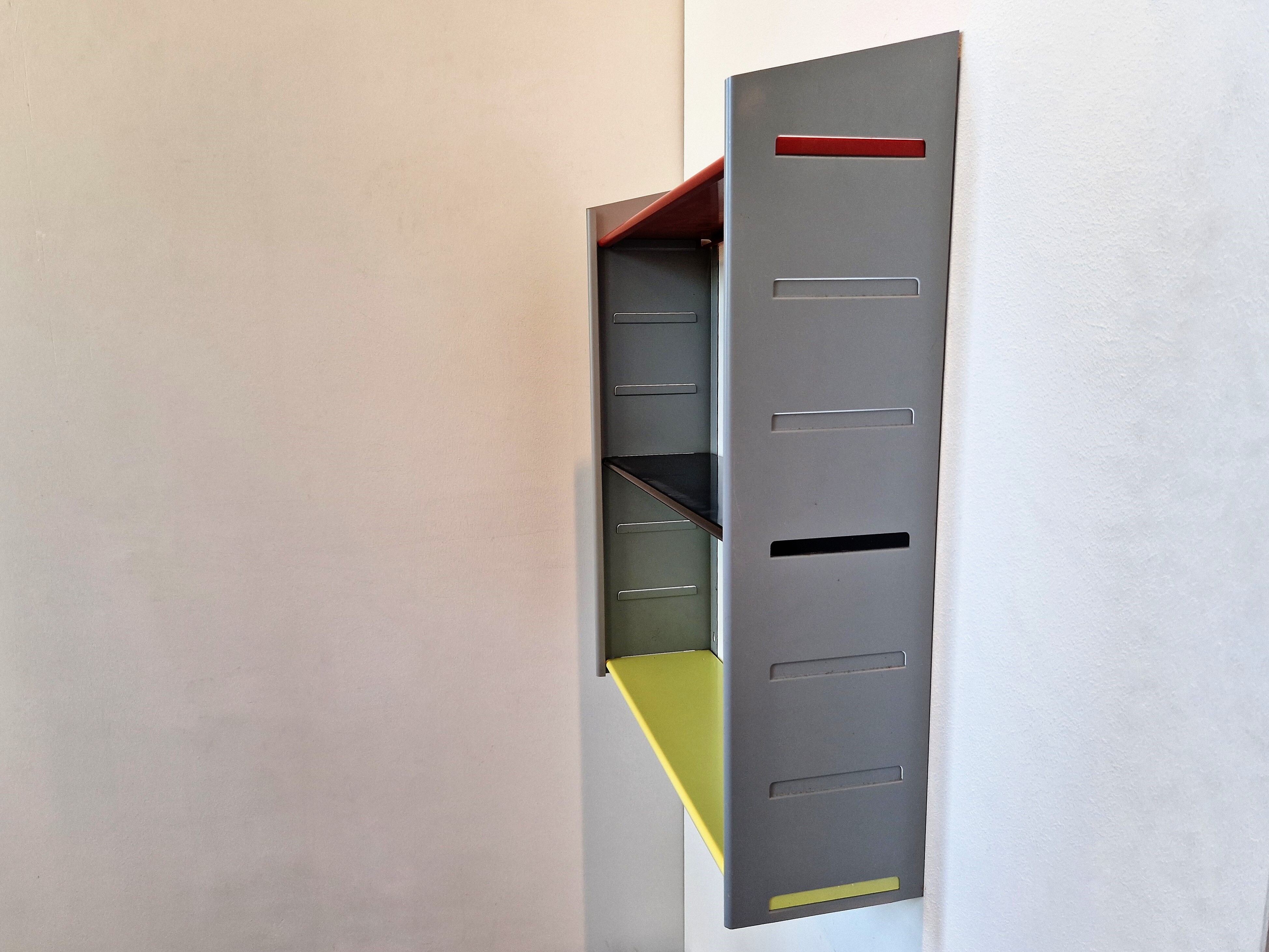 Metal wall mounted shelving unit by NVF, The Netherlands 1960's
