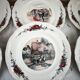 Set of 6 flat plates Sarreguemines model Obernai