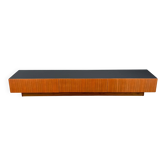 Lowboard minimaliste XXL, teck et plateau noir, années 1960