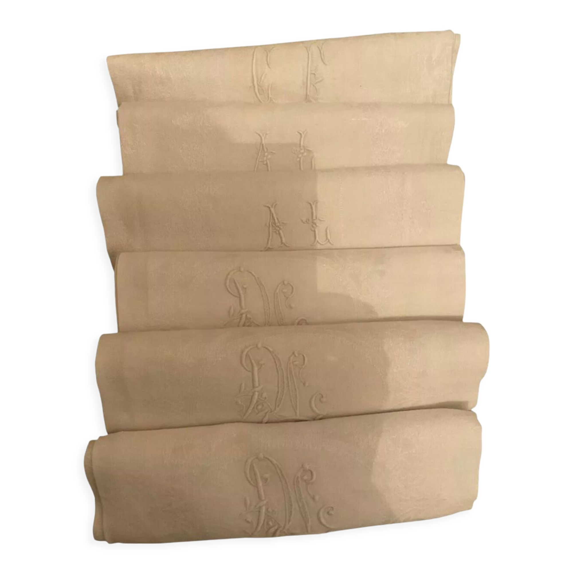 6 damask towels silk linen