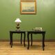 PAIR OF FRENCH STYLE BLACK BEDSIDE TABLES