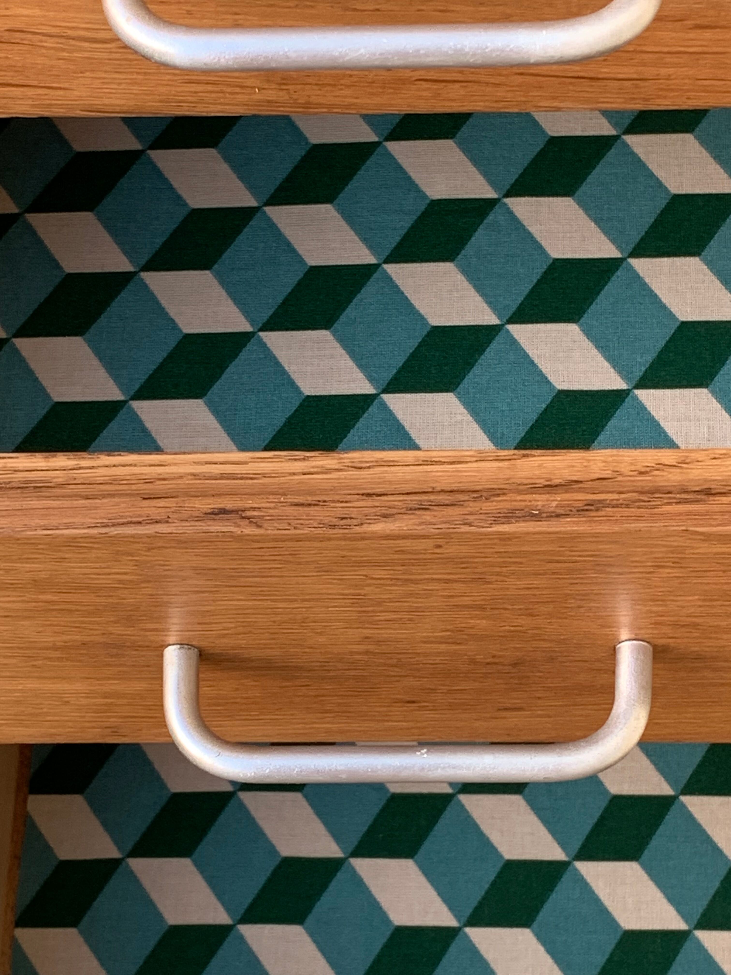 Vintage desk compass feet 1950 and its Baumann chair