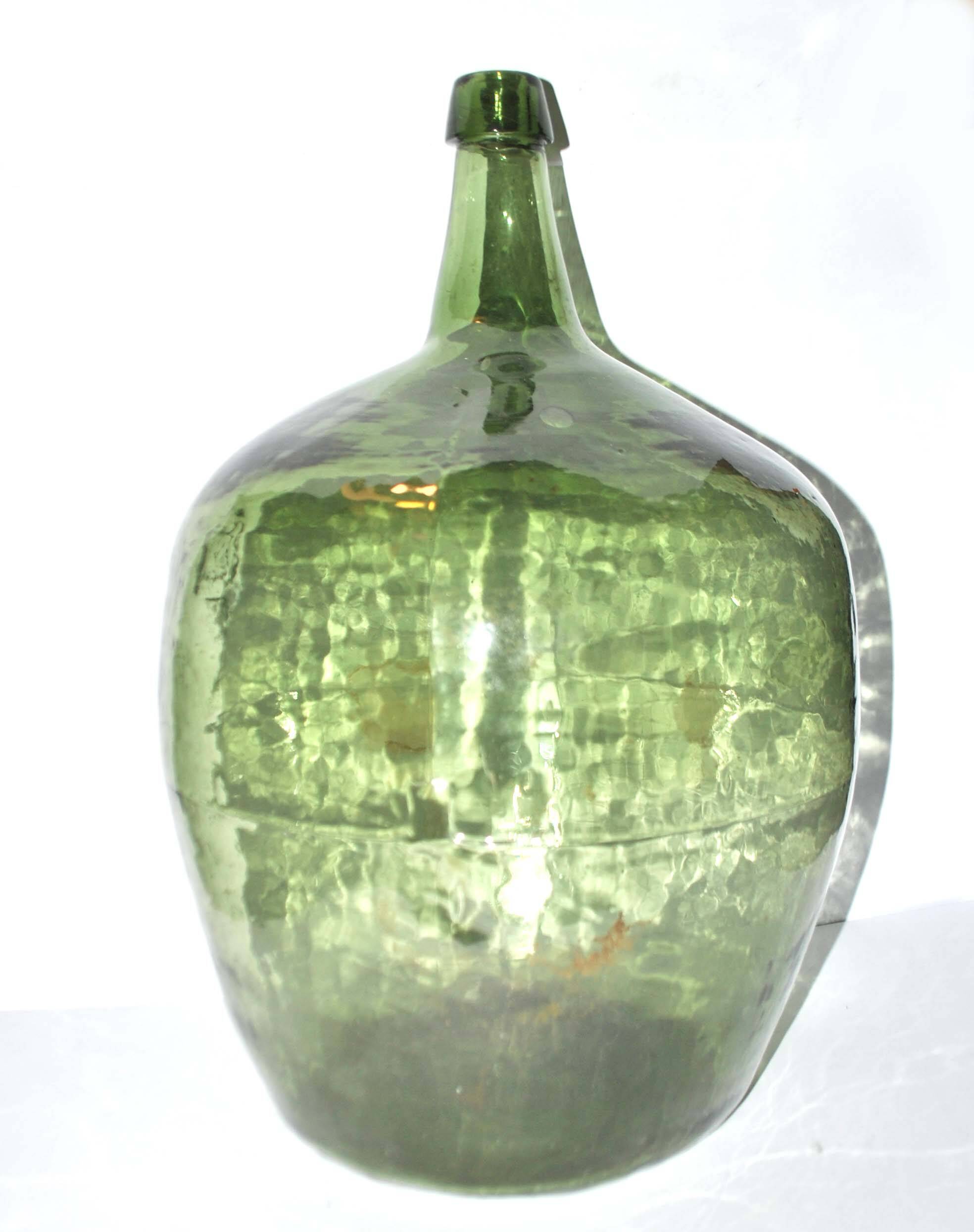 Large demijohn carboy 25l green glass bottle h52cm