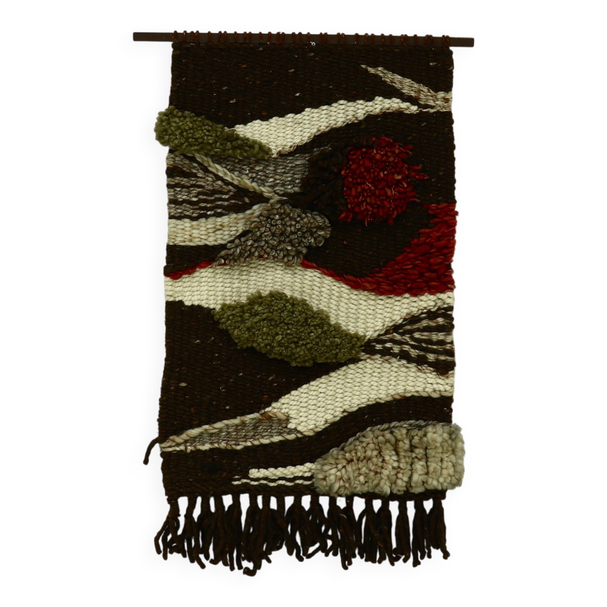 Vintage Hand Knotted Wool Tapestry 1960s